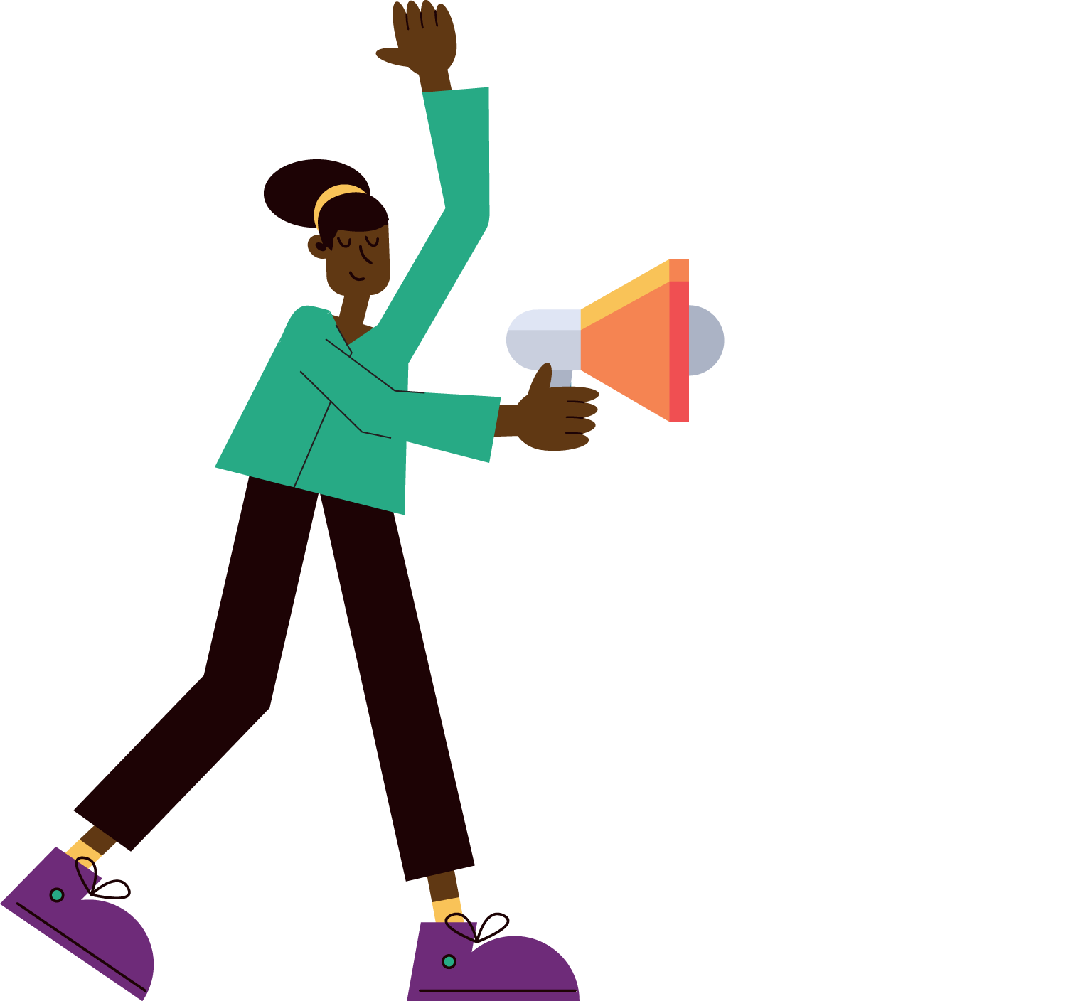 a person standing and holding a megaphone